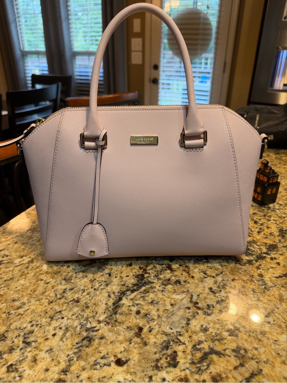 kate spade pale pink dome satchel with gold hardware
